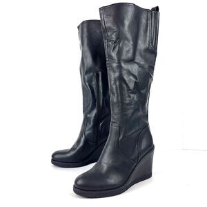 Zodiac Iggy Womens Wedge Tall Knee High Boots Side Zip Black size 8M